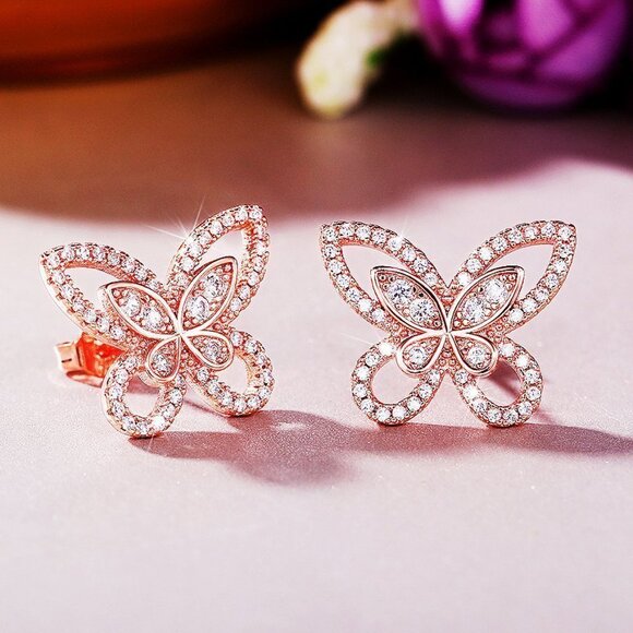 🔥 Cute Silver Gold Rose Gold Plated Animal Earring Stud for Women, HA4487 - Picture 1 of 2